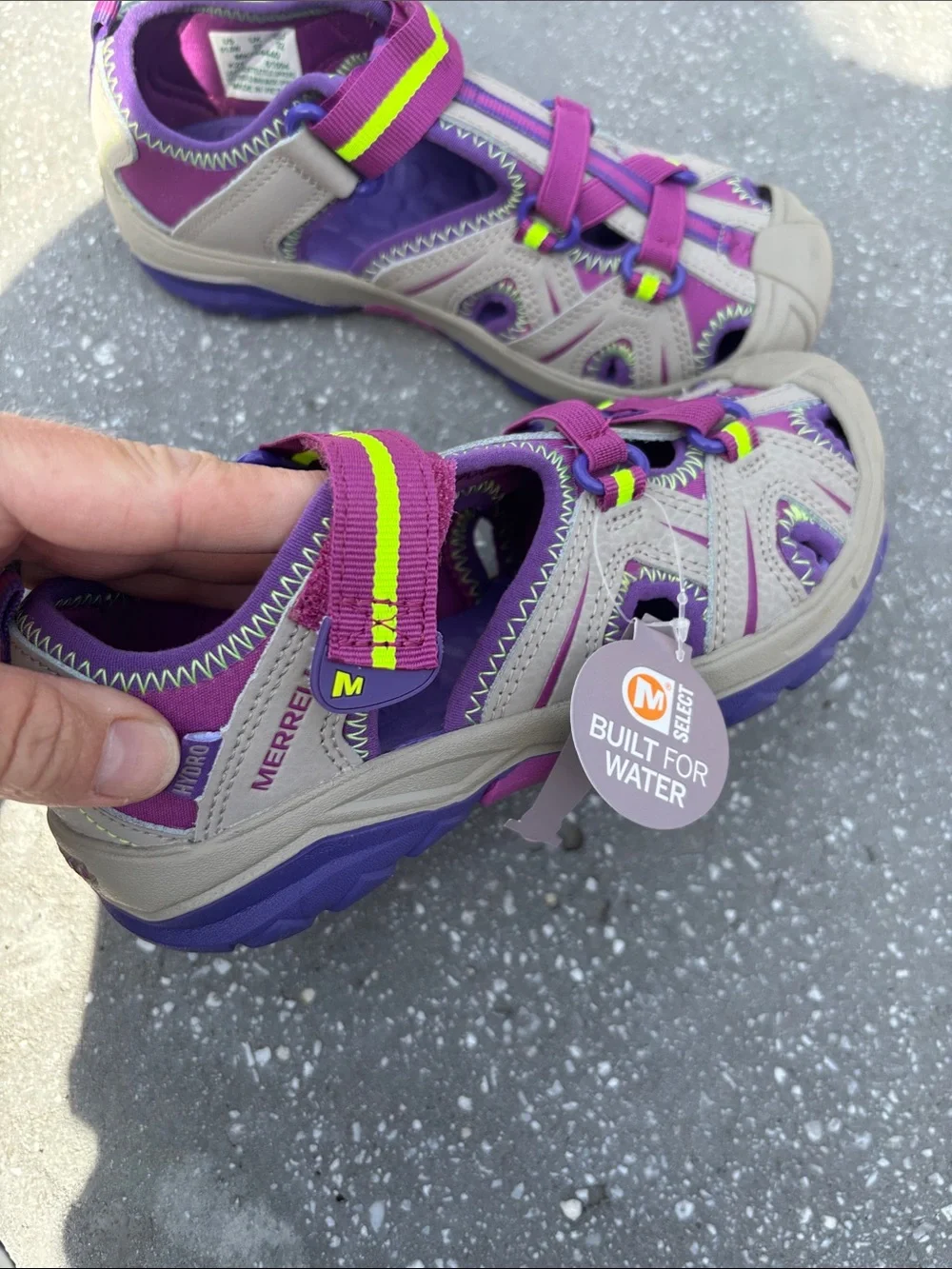 Merrell Kids Purple and Beige Water-Ready Sandal with Neon Accent